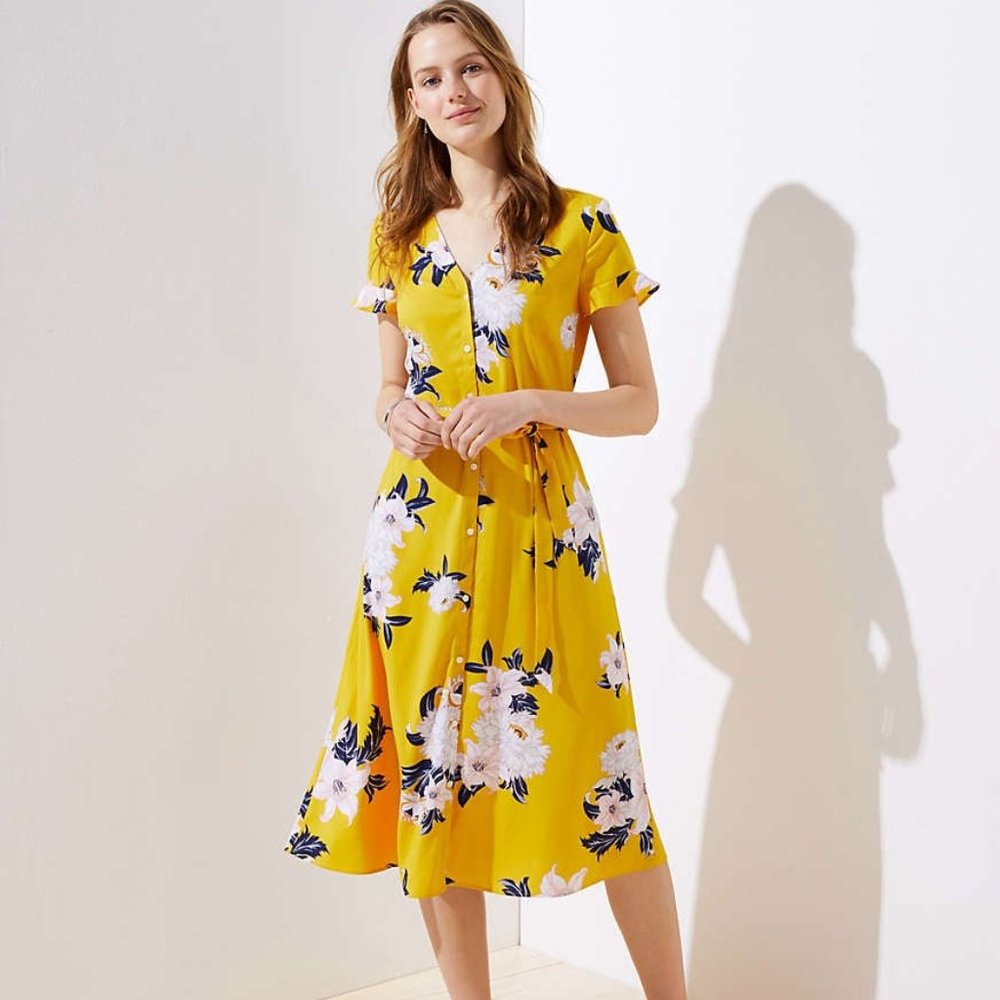 Loft Bouquet Flutter Shirtdress